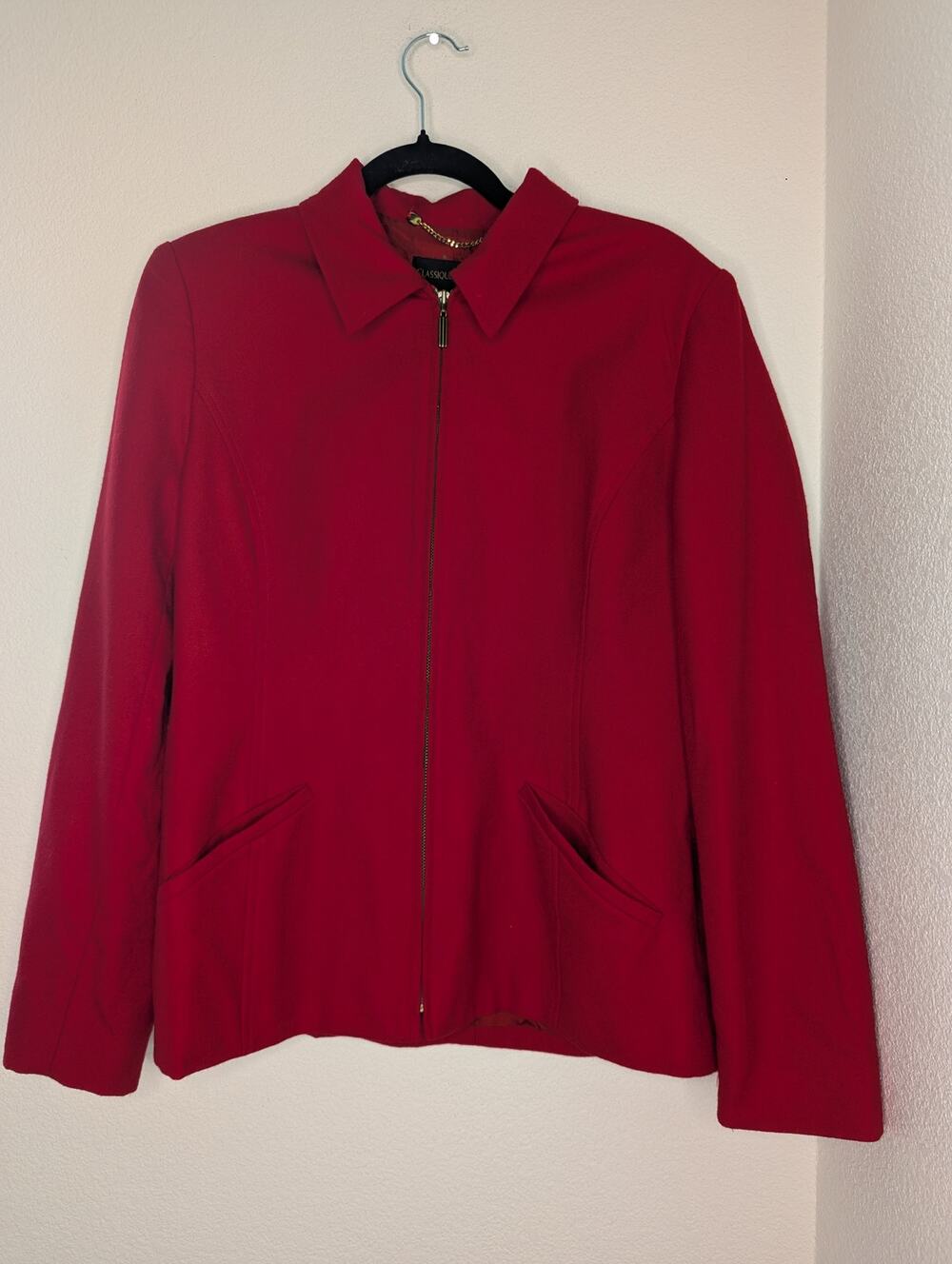 Classiques Entier Women's 100% Pure Wool Sweater XL Red Luxury Academia Office